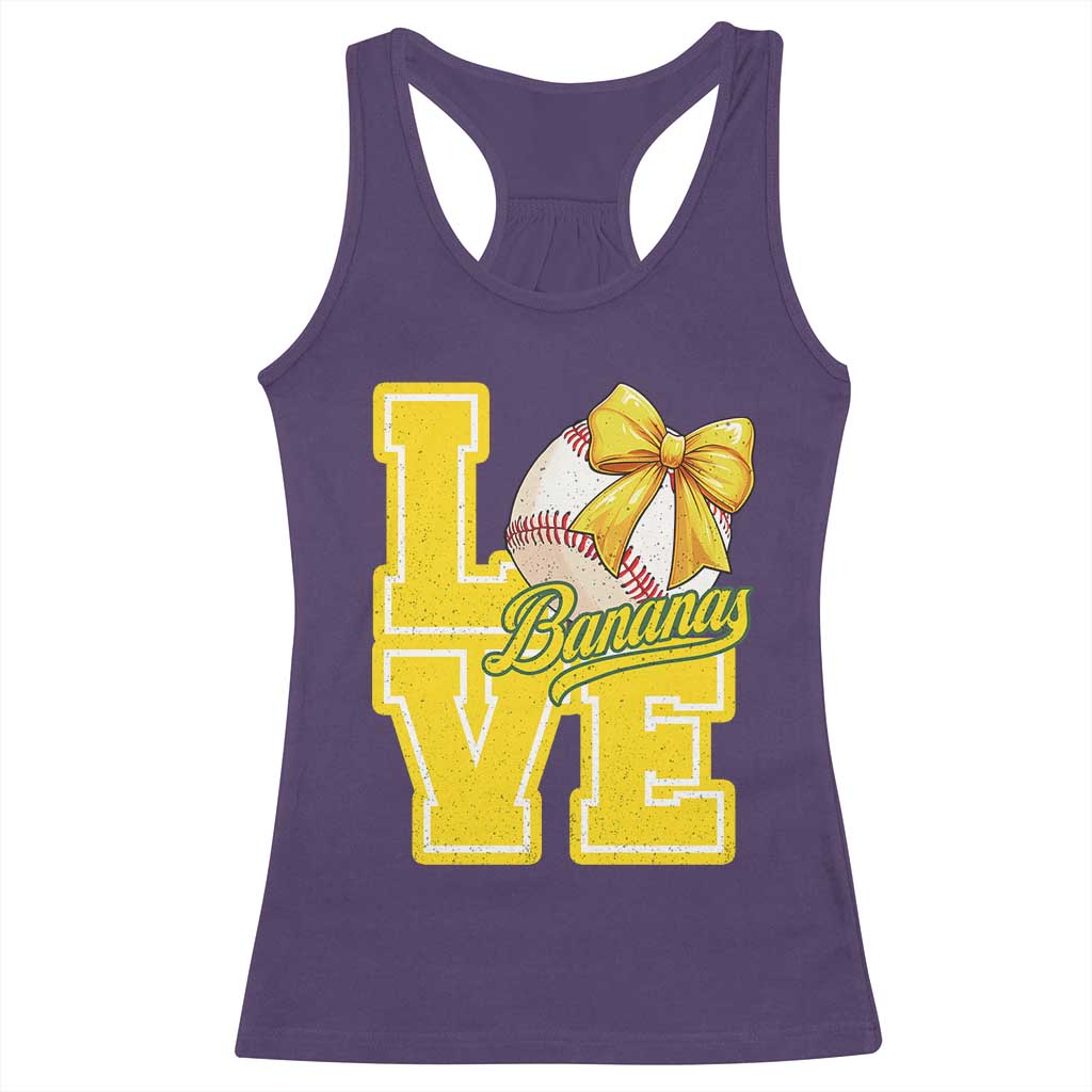 Vintage Banana Coquette Bow Racerback Tank Top LOVE Baseball Fan Sport Lover