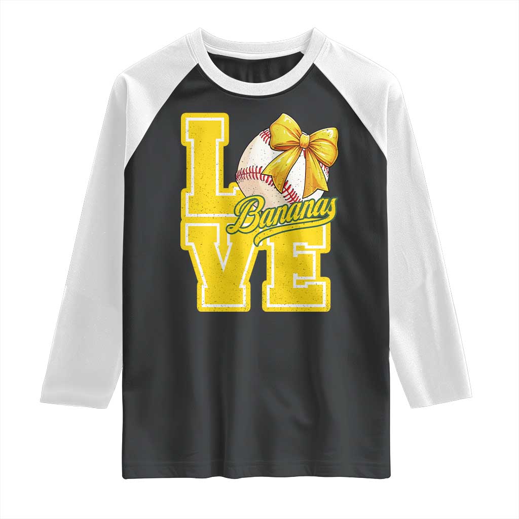Vintage Banana Coquette Bow Raglan Shirt LOVE Baseball Fan Sport Lover