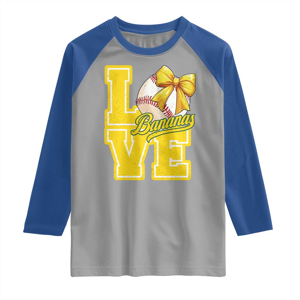 Vintage Banana Coquette Bow Raglan Shirt LOVE Baseball Fan Sport Lover