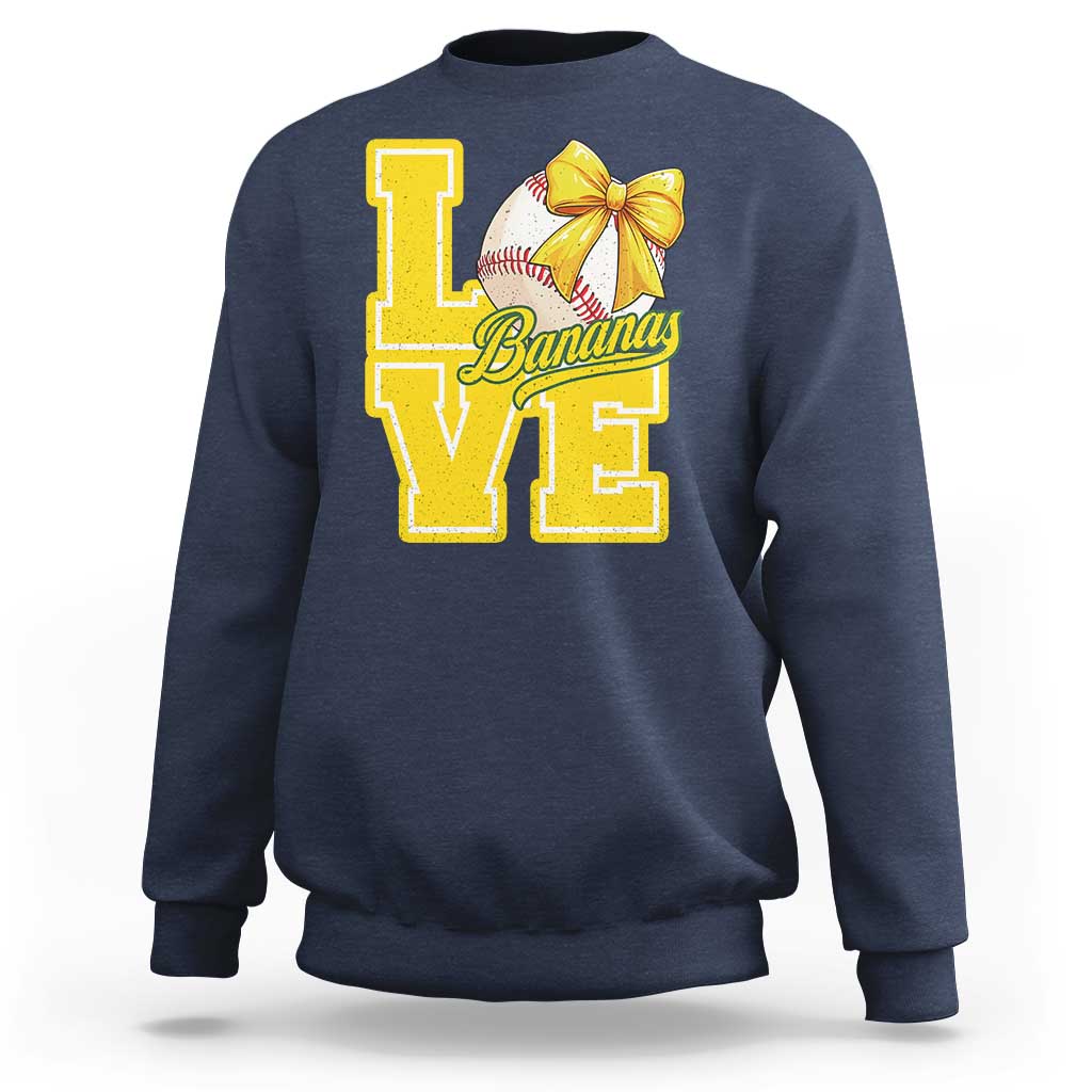 Vintage Banana Coquette Bow Sweatshirt LOVE Baseball Fan Sport Lover