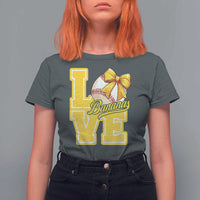 Vintage Banana Coquette Bow T Shirt For Women LOVE Baseball Fan Sport Lover