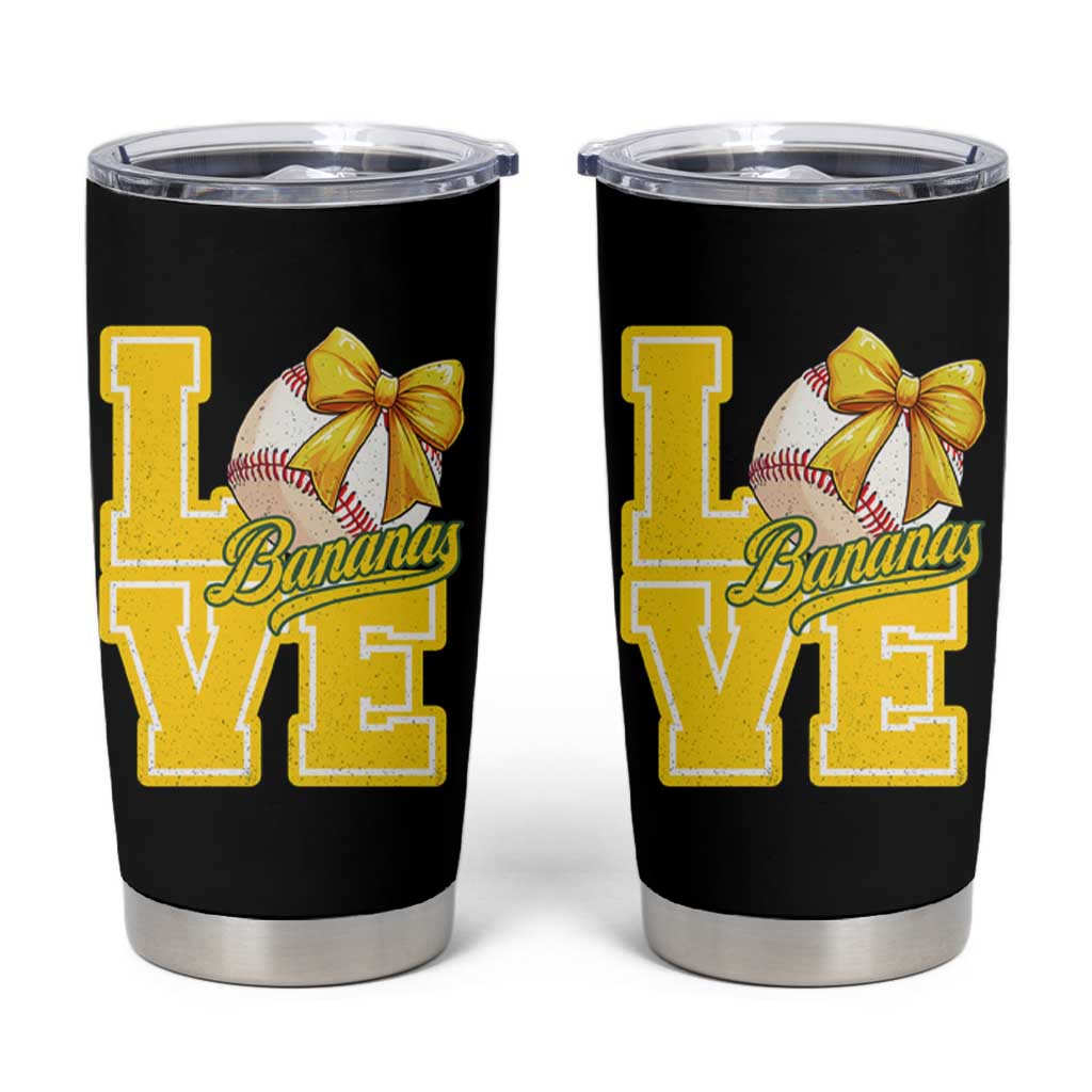 Vintage Banana Coquette Bow Tumbler Cup LOVE Baseball Fan Sport Lover