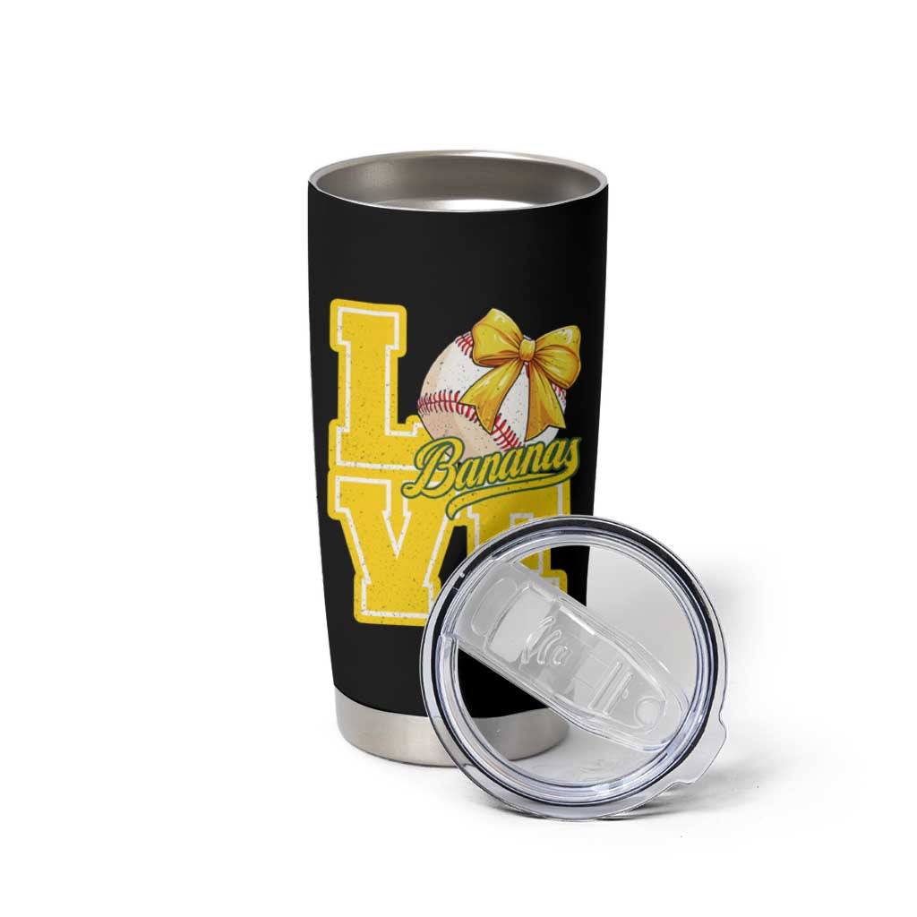 Vintage Banana Coquette Bow Tumbler Cup LOVE Baseball Fan Sport Lover