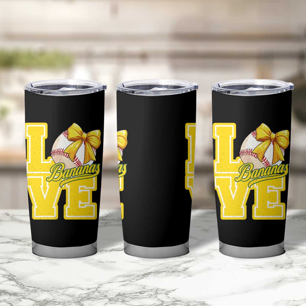 Vintage Banana Coquette Bow Tumbler Cup LOVE Baseball Fan Sport Lover
