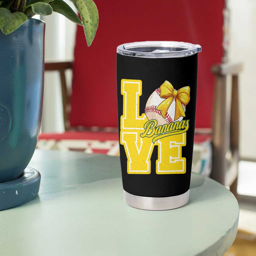 Vintage Banana Coquette Bow Tumbler Cup LOVE Baseball Fan Sport Lover