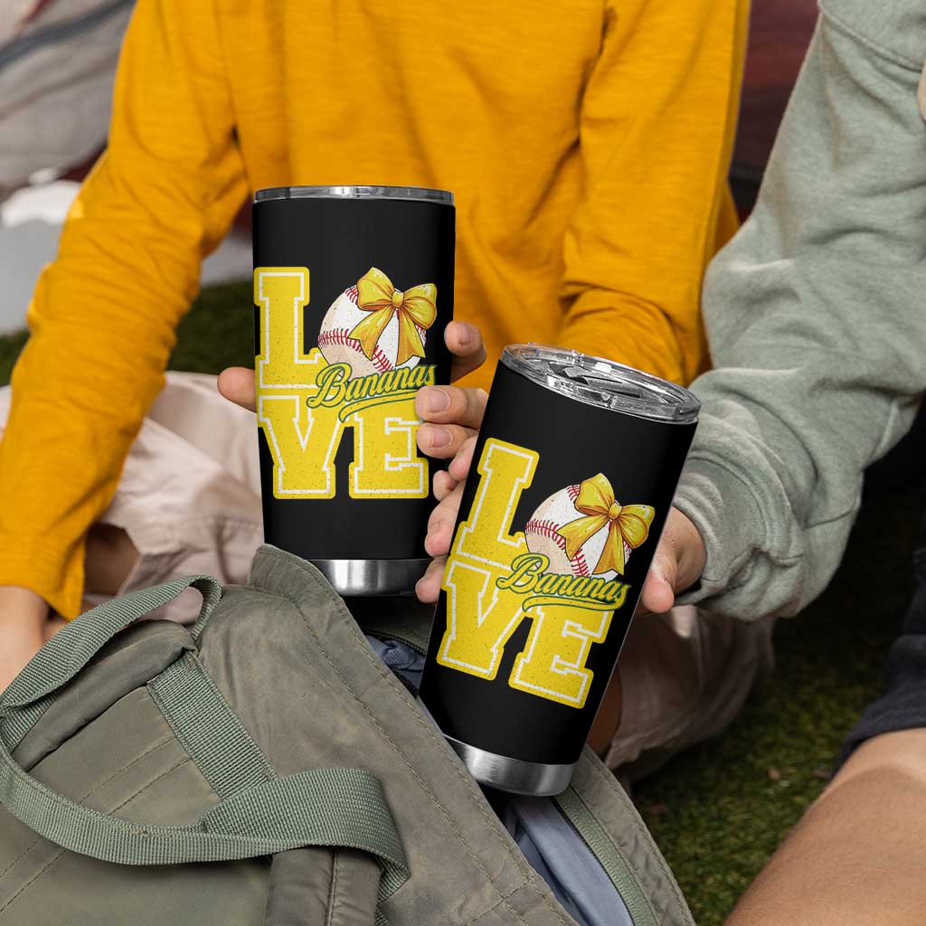 Vintage Banana Coquette Bow Tumbler Cup LOVE Baseball Fan Sport Lover