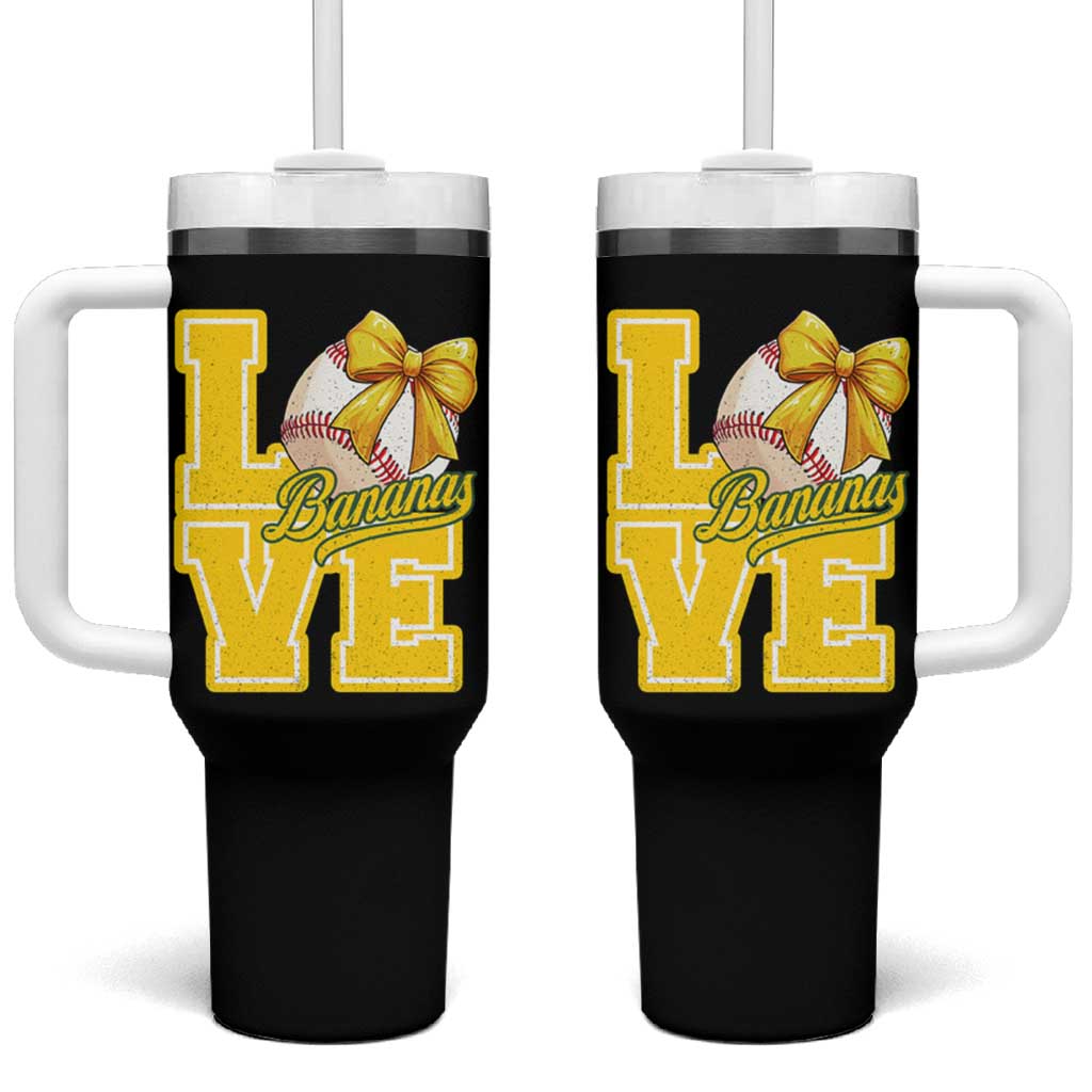 Vintage Banana Coquette Bow Tumbler With Handle LOVE Baseball Fan Sport Lover