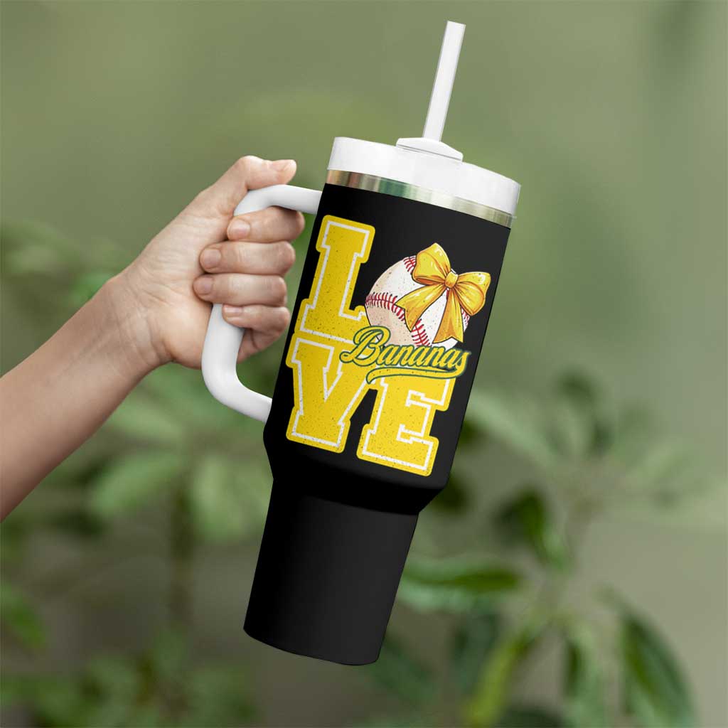 Vintage Banana Coquette Bow Tumbler With Handle LOVE Baseball Fan Sport Lover