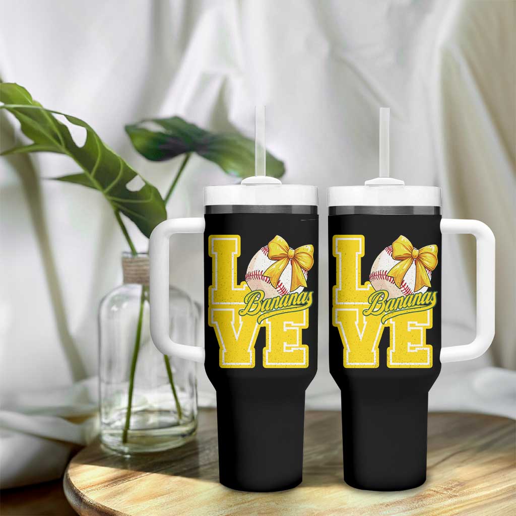 Vintage Banana Coquette Bow Tumbler With Handle LOVE Baseball Fan Sport Lover