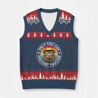 Only You Can Prevent Fascism V-Neck Knit Sweater Vest Protect National Parks Bear Resist - Wonder Print Shop