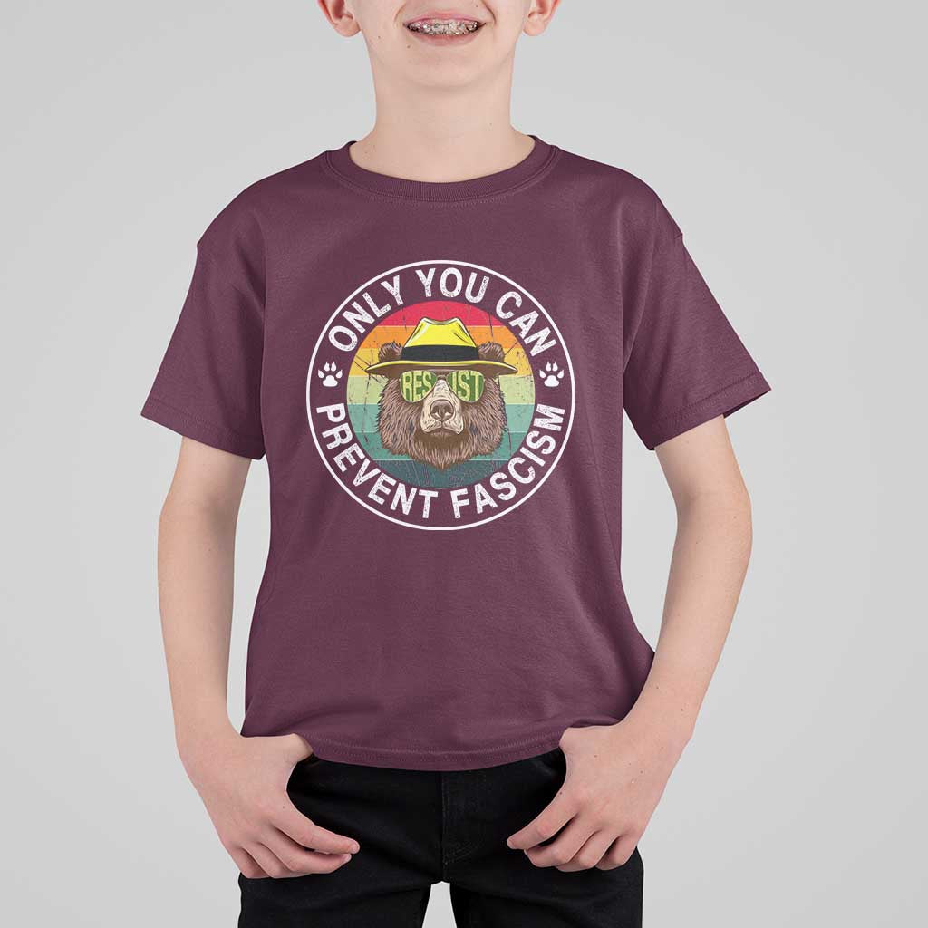 Only You Can Prevent Fascism T Shirt For Kid Protect National Parks Bear Resist
