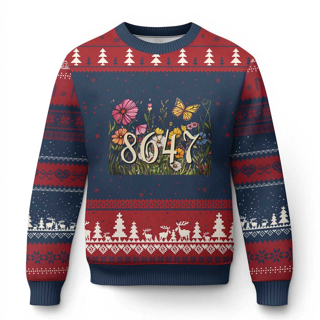 Funny 8647 Subtle Sarcasm Ugly Christmas Sweater Floral Boho Style - Wonder Print Shop