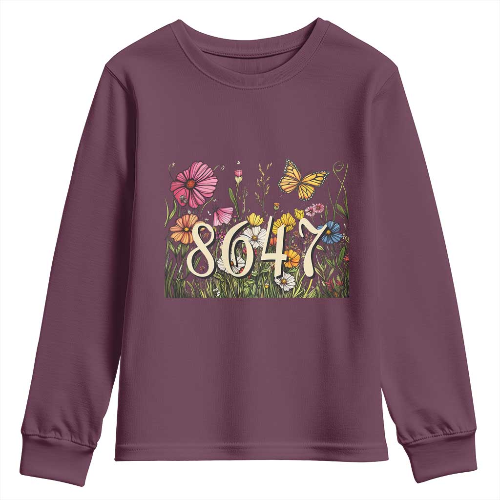 Funny 8647 Subtle Sarcasm Youth Sweatshirt Floral Boho Style