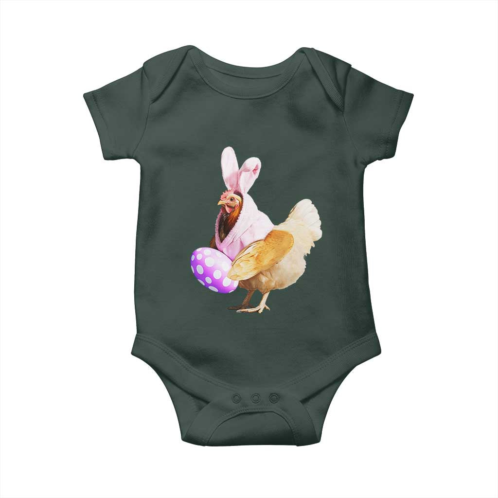 Funny Chicken Bunny Baby Onesie Happy Easter Eggs Farm