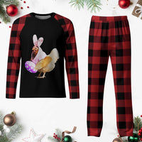 Funny Chicken Bunny Plaid Pajama Set Happy Easter Eggs Farm - Wonder Print Shop