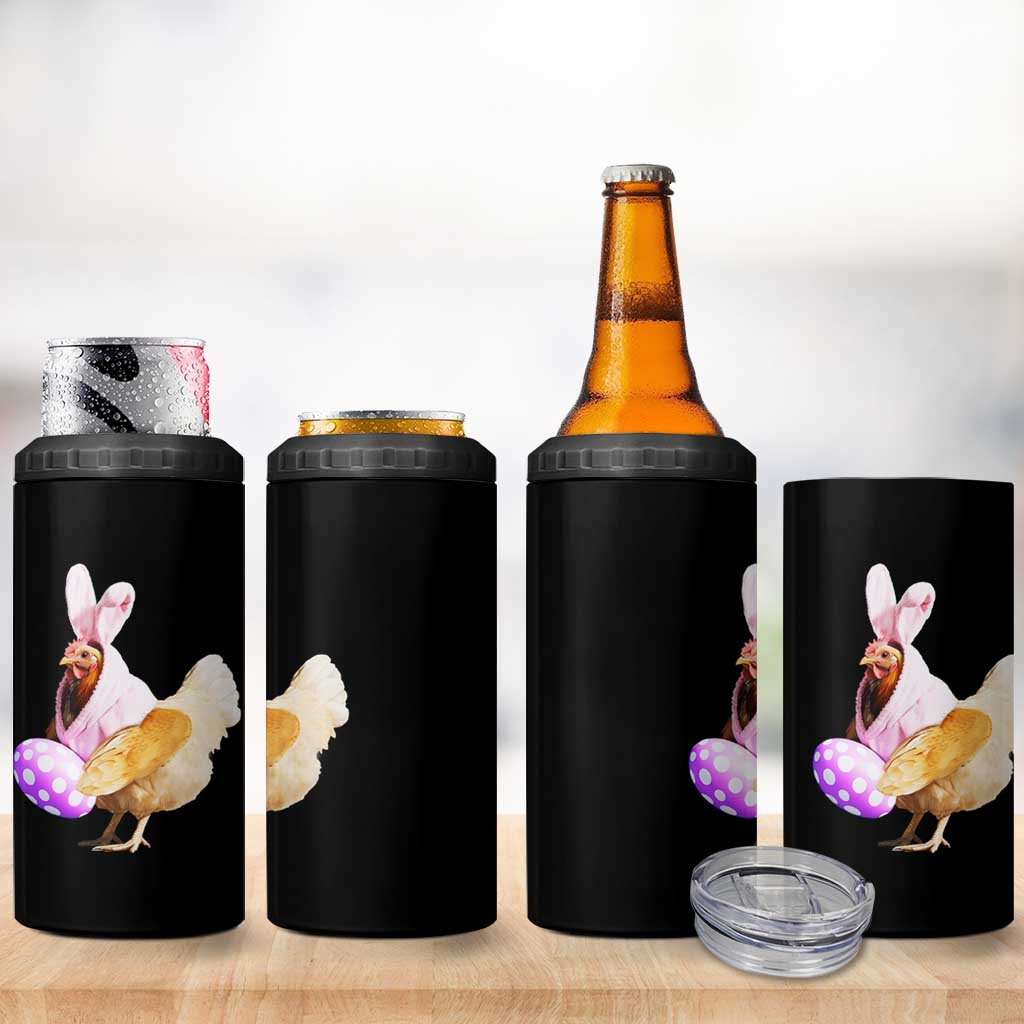 Funny Chicken Bunny 4 in 1 Can Cooler Tumbler Happy Easter Eggs Farm