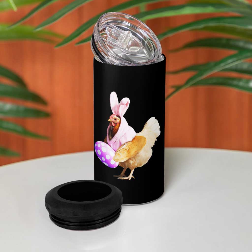 Funny Chicken Bunny 4 in 1 Can Cooler Tumbler Happy Easter Eggs Farm