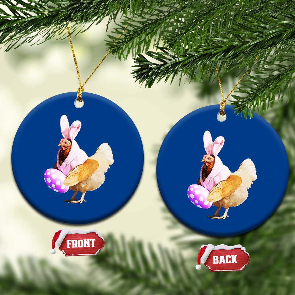 Funny Chicken Bunny Ceramic Ornament Happy Easter Eggs Farm - Wonder Print Shop