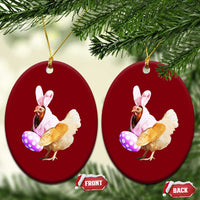 Funny Chicken Bunny Ceramic Ornament Happy Easter Eggs Farm - Wonder Print Shop