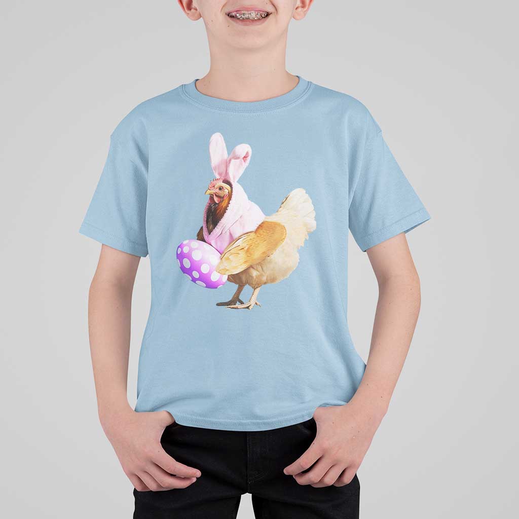 Funny Chicken Bunny T Shirt For Kid Happy Easter Eggs Farm
