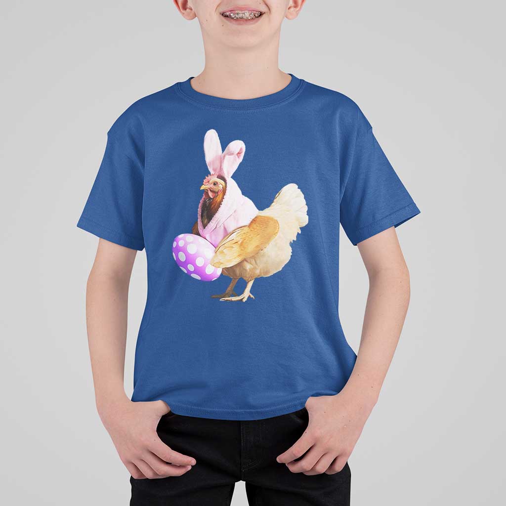 Funny Chicken Bunny T Shirt For Kid Happy Easter Eggs Farm