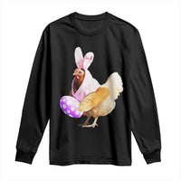 Funny Chicken Bunny Long Sleeve Shirt Happy Easter Eggs Farm
