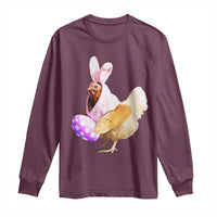 Funny Chicken Bunny Long Sleeve Shirt Happy Easter Eggs Farm