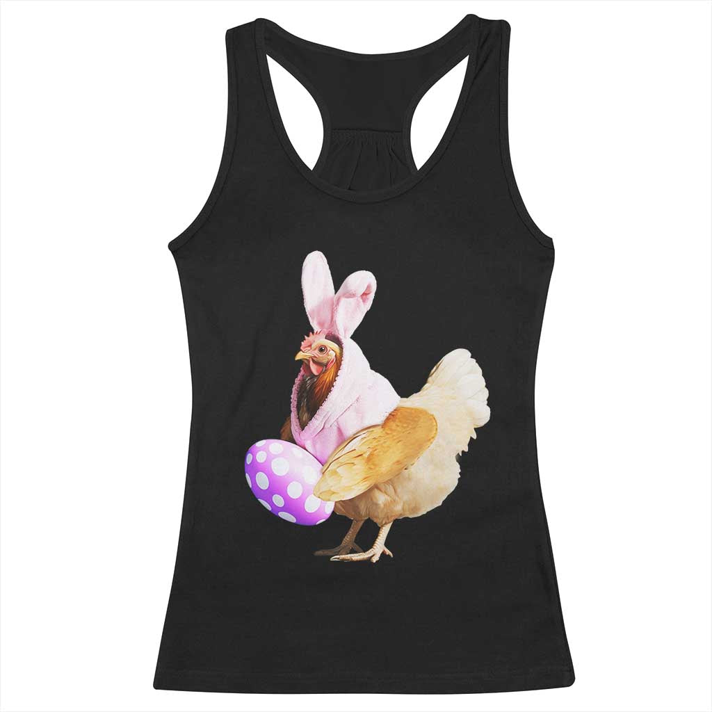 Funny Chicken Bunny Racerback Tank Top Happy Easter Eggs Farm