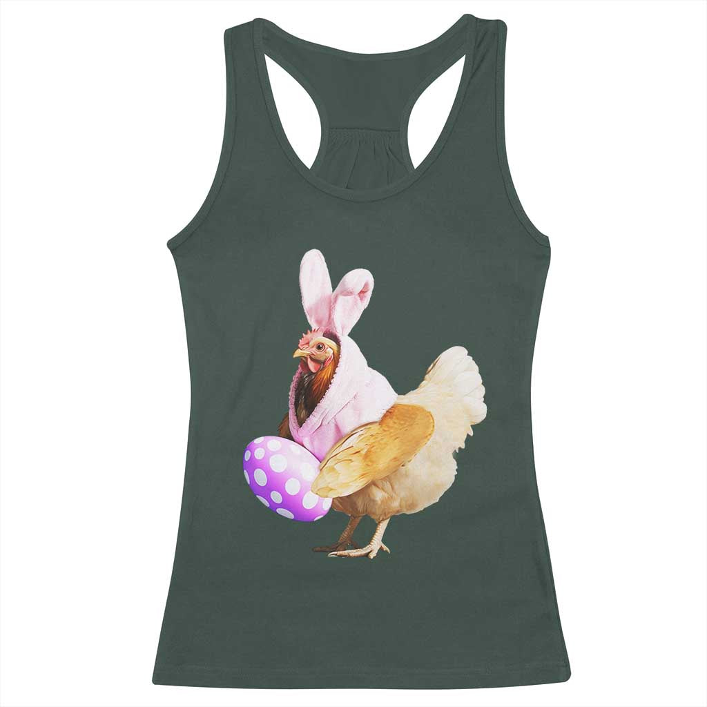 Funny Chicken Bunny Racerback Tank Top Happy Easter Eggs Farm