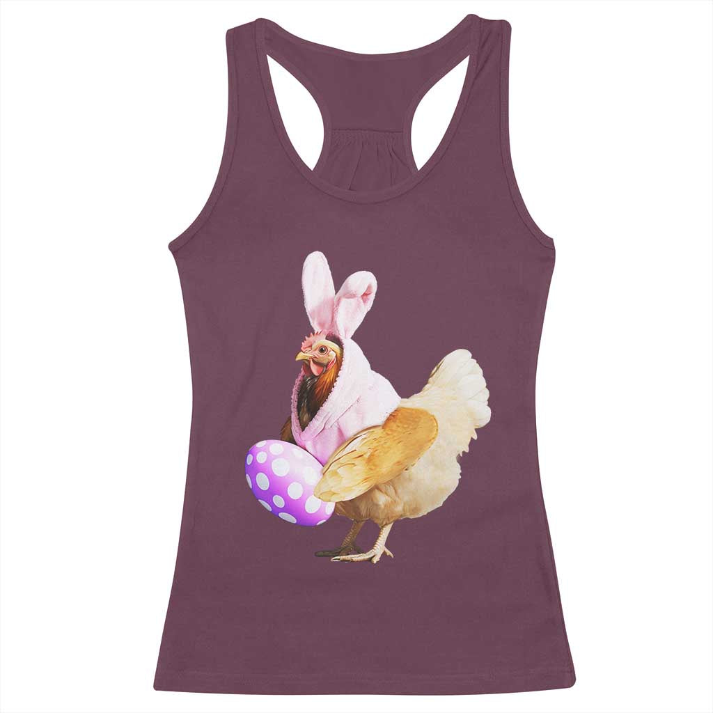Funny Chicken Bunny Racerback Tank Top Happy Easter Eggs Farm
