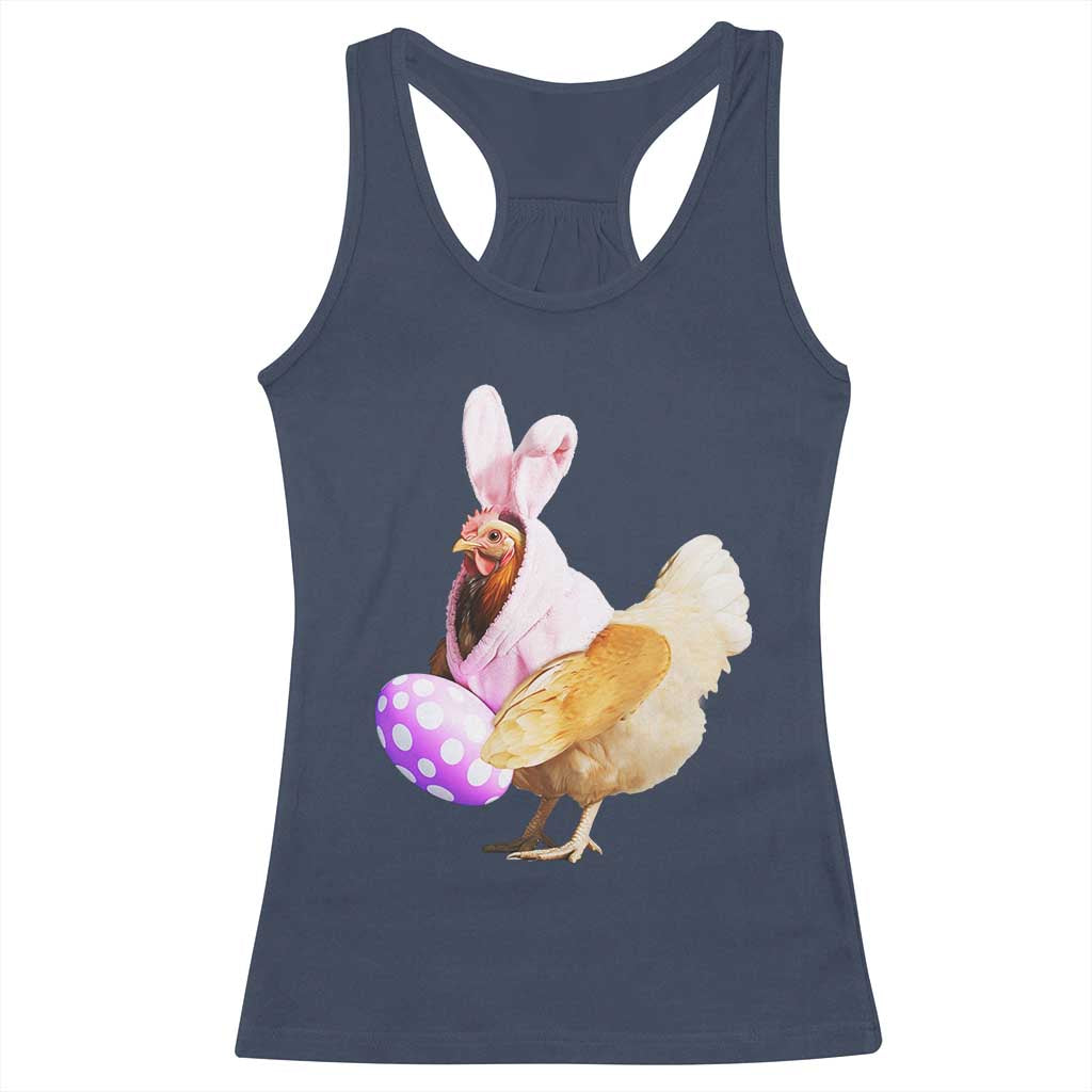 Funny Chicken Bunny Racerback Tank Top Happy Easter Eggs Farm