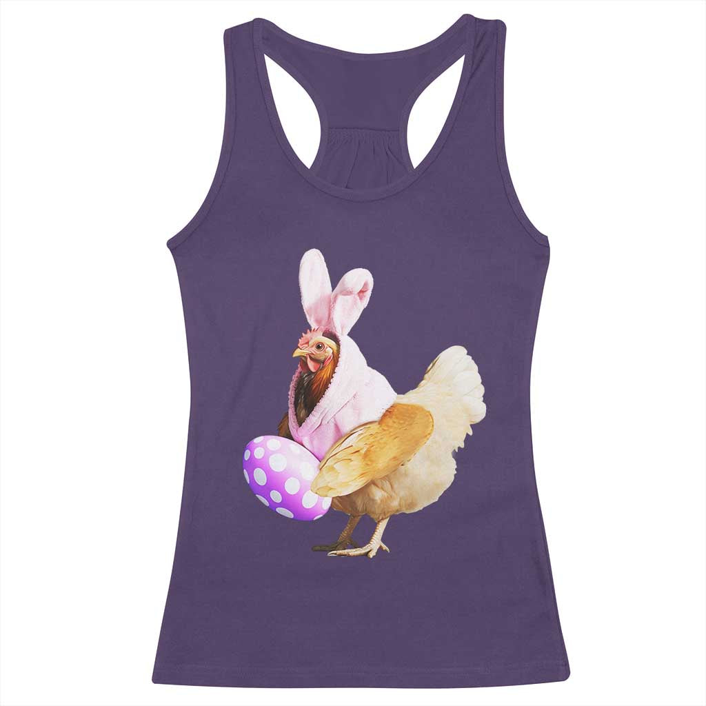 Funny Chicken Bunny Racerback Tank Top Happy Easter Eggs Farm