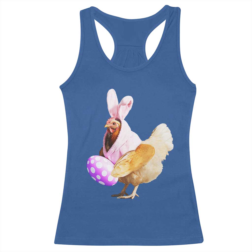 Funny Chicken Bunny Racerback Tank Top Happy Easter Eggs Farm