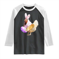 Funny Chicken Bunny Raglan Shirt Happy Easter Eggs Farm