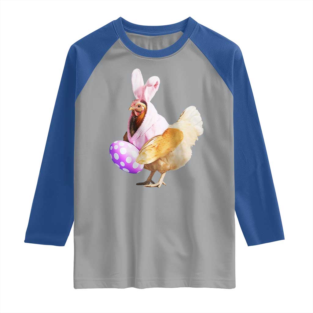 Funny Chicken Bunny Raglan Shirt Happy Easter Eggs Farm