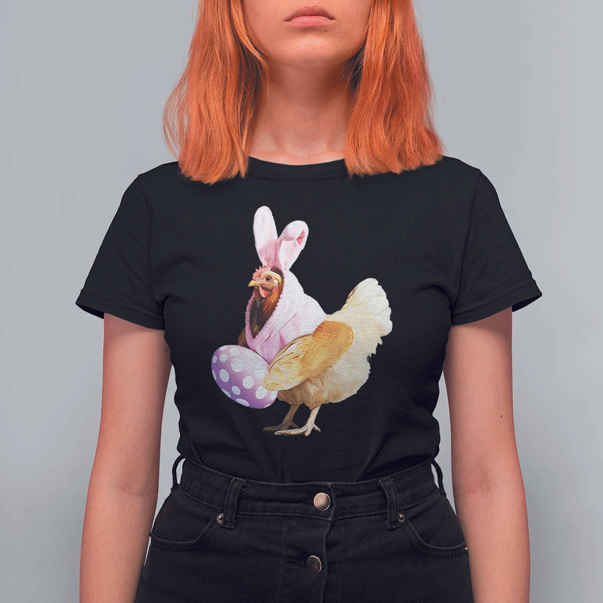 Funny Chicken Bunny T Shirt For Women Happy Easter Eggs Farm