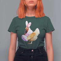 Funny Chicken Bunny T Shirt For Women Happy Easter Eggs Farm