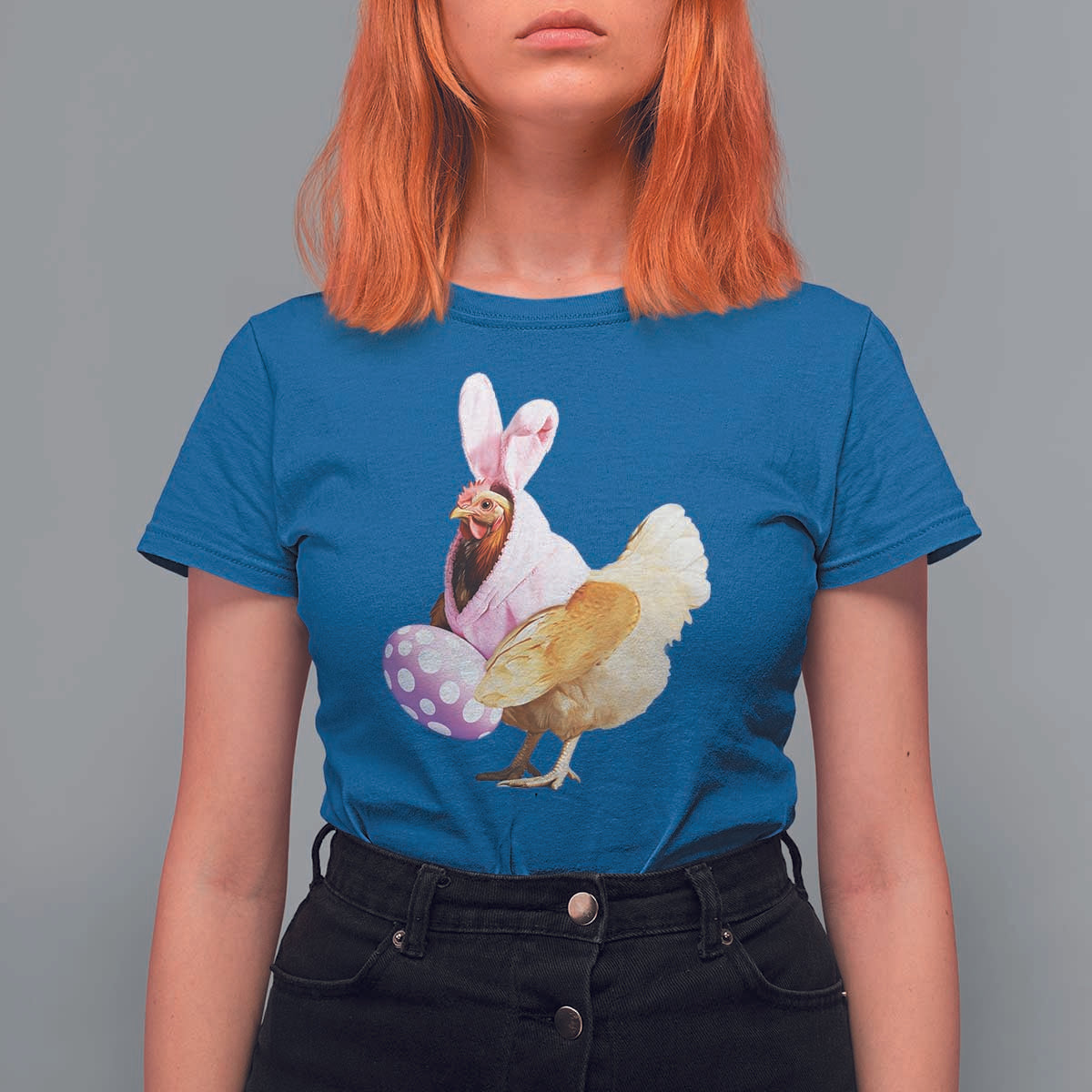 Funny Chicken Bunny T Shirt For Women Happy Easter Eggs Farm