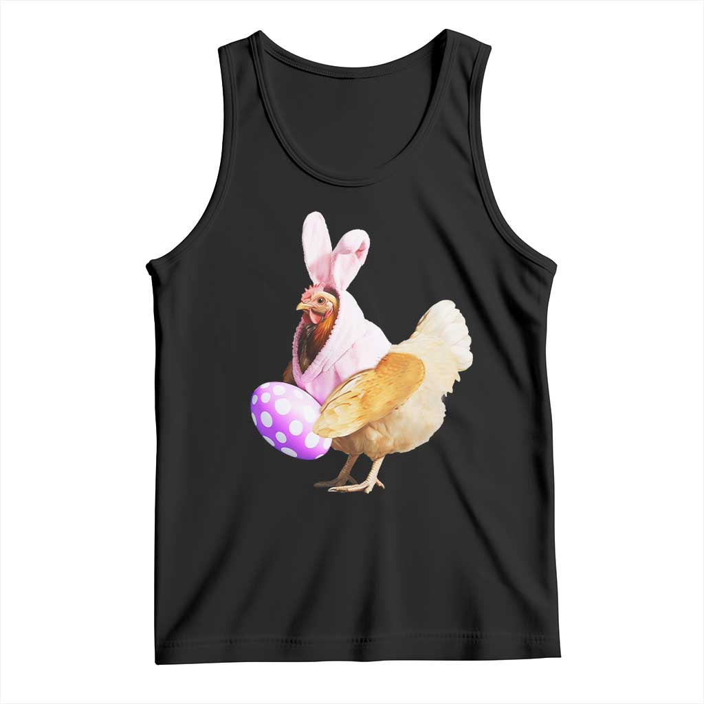 Funny Chicken Bunny Tank Top Happy Easter Eggs Farm