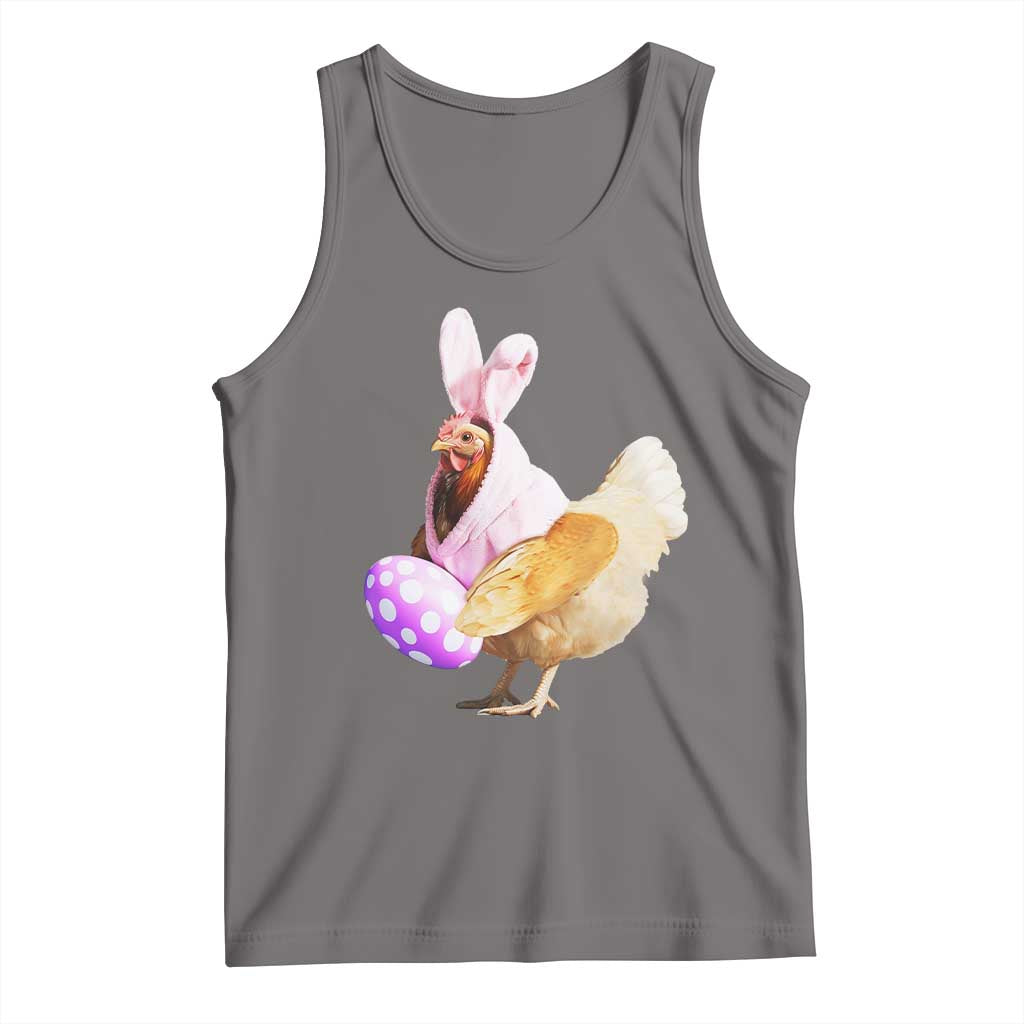 Funny Chicken Bunny Tank Top Happy Easter Eggs Farm