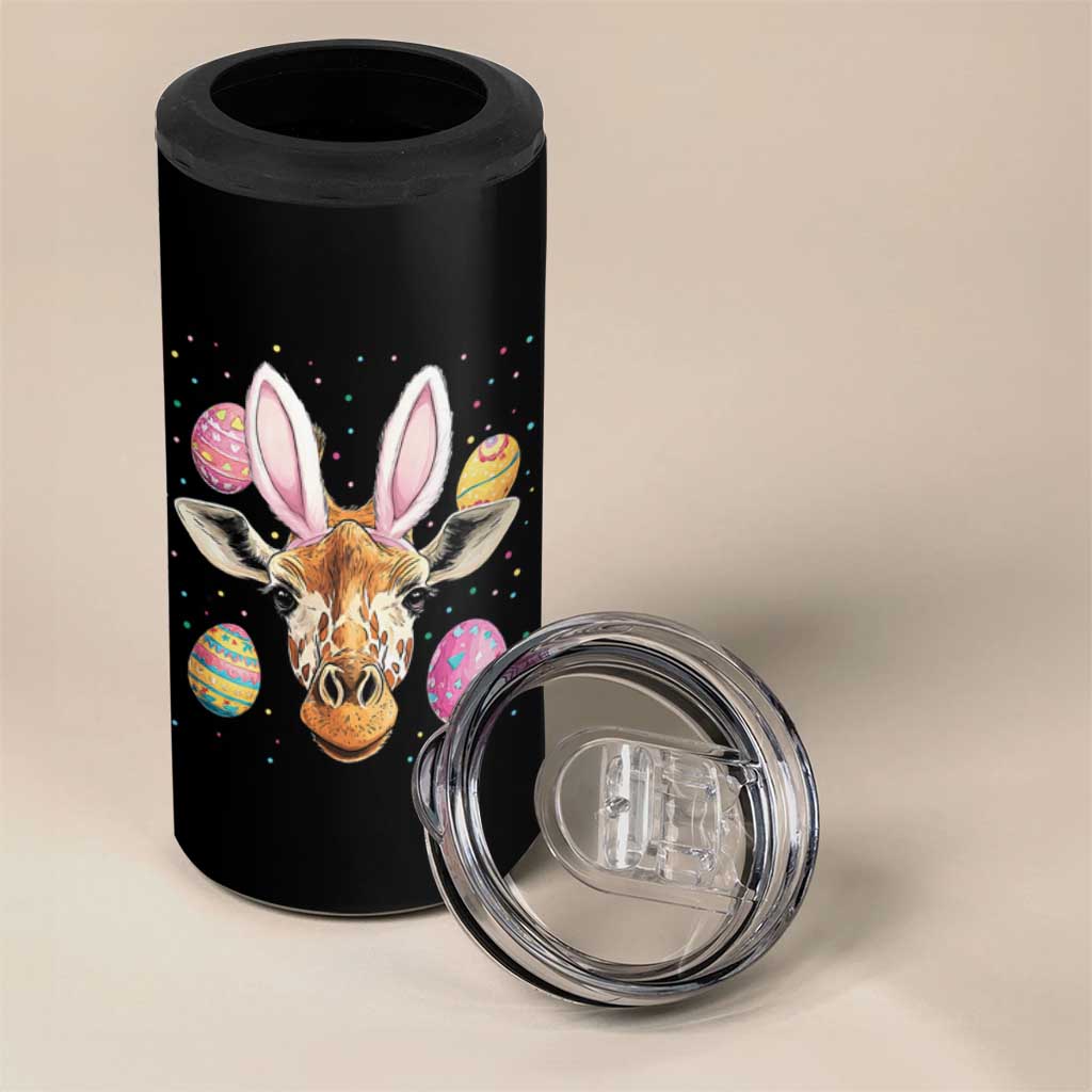 Funny Giraffe Bunny 4 in 1 Can Cooler Tumbler Happy Easter Day Sunday