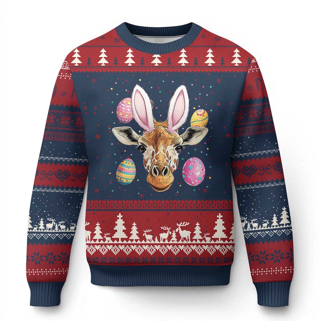 Funny Giraffe Bunny Ugly Christmas Sweater Happy Easter Day Sunday - Wonder Print Shop