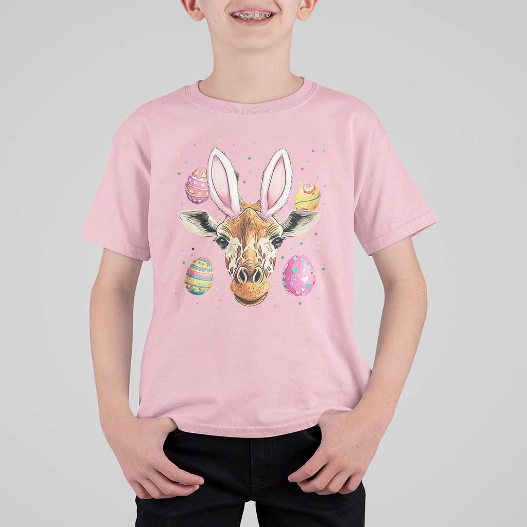 Funny Giraffe Bunny T Shirt For Kid Happy Easter Day Sunday