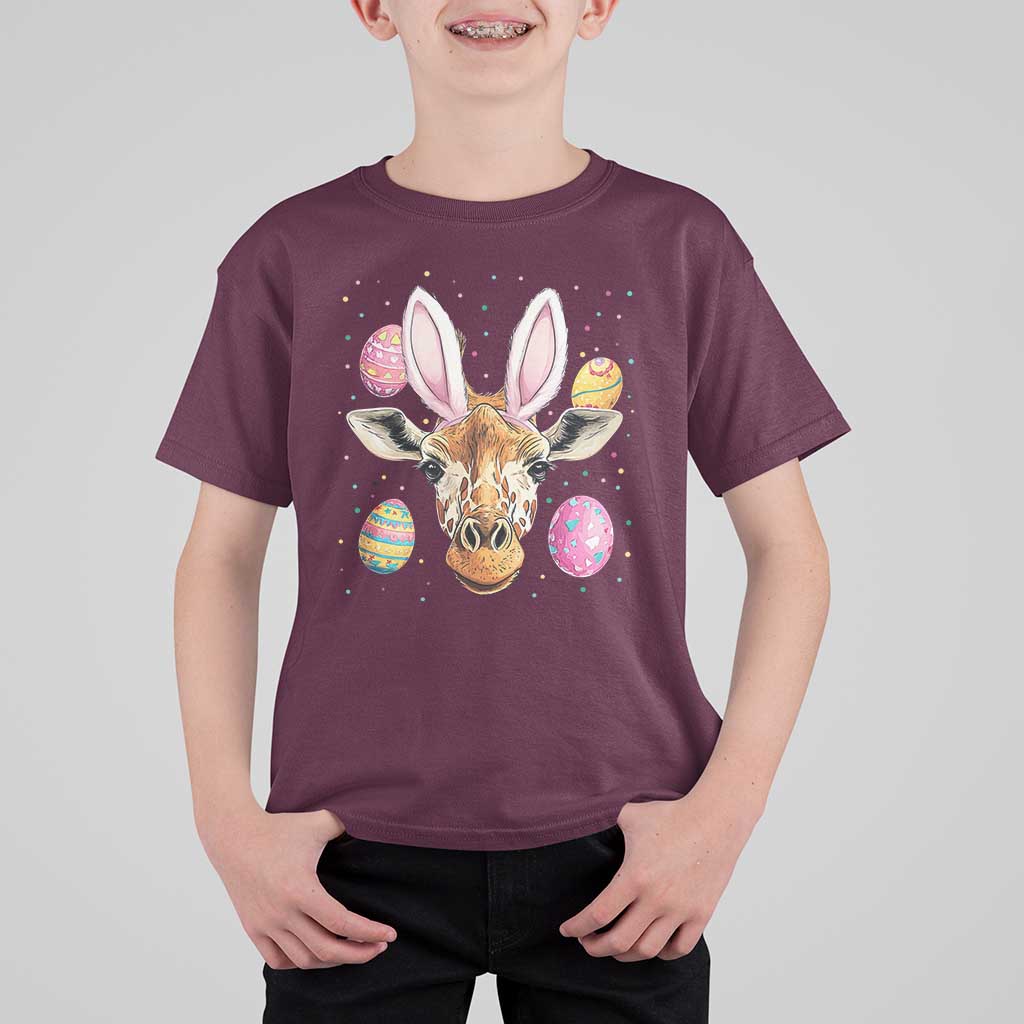 Funny Giraffe Bunny T Shirt For Kid Happy Easter Day Sunday