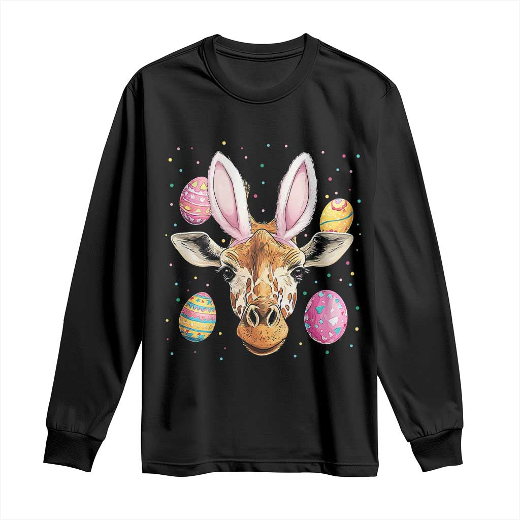 Funny Giraffe Bunny Long Sleeve Shirt Happy Easter Day Sunday
