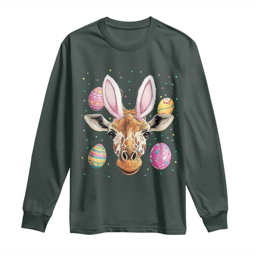 Funny Giraffe Bunny Long Sleeve Shirt Happy Easter Day Sunday