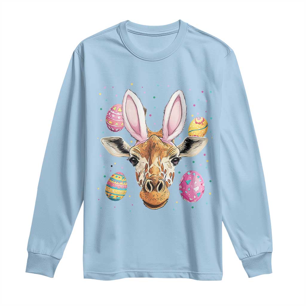 Funny Giraffe Bunny Long Sleeve Shirt Happy Easter Day Sunday