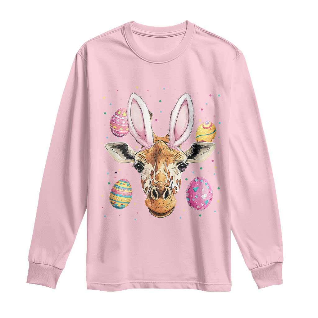 Funny Giraffe Bunny Long Sleeve Shirt Happy Easter Day Sunday