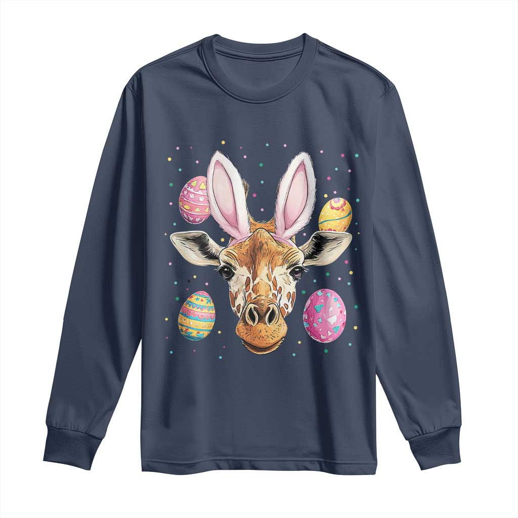 Funny Giraffe Bunny Long Sleeve Shirt Happy Easter Day Sunday