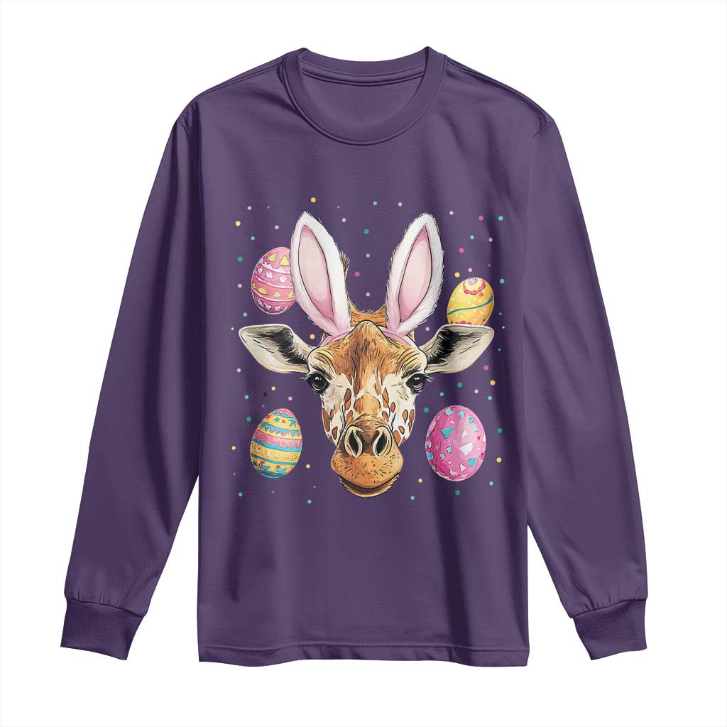 Funny Giraffe Bunny Long Sleeve Shirt Happy Easter Day Sunday